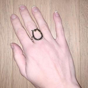 Lulu Frost Black/Gold Equine Ring Size 6